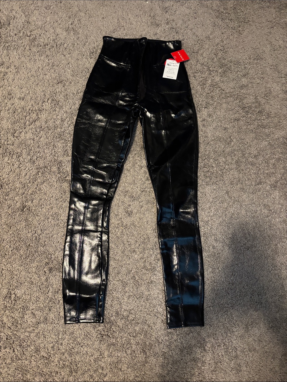 SPANX Shiny Black High-Waist Faux-Leather Skinny Jeans